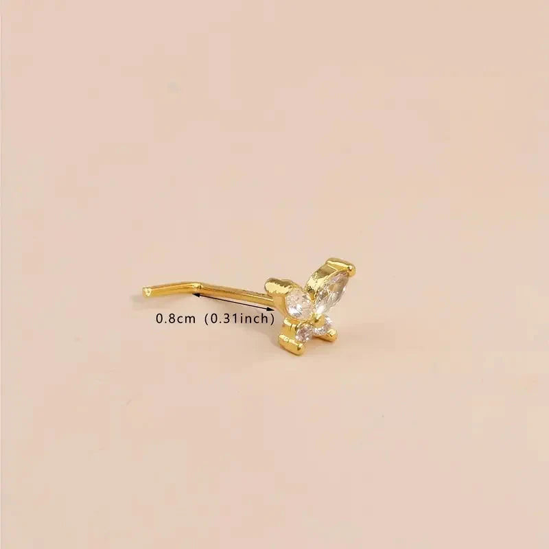 Butterfly Zircon Nose Piercing Size