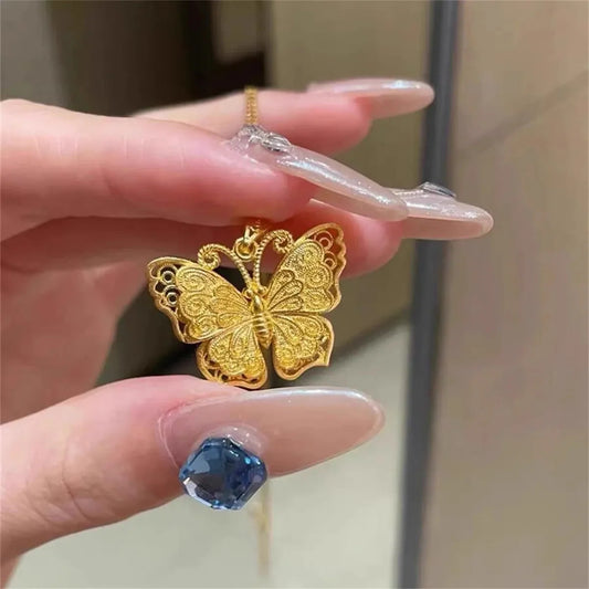 Gold Butterfly Necklace Pendant
