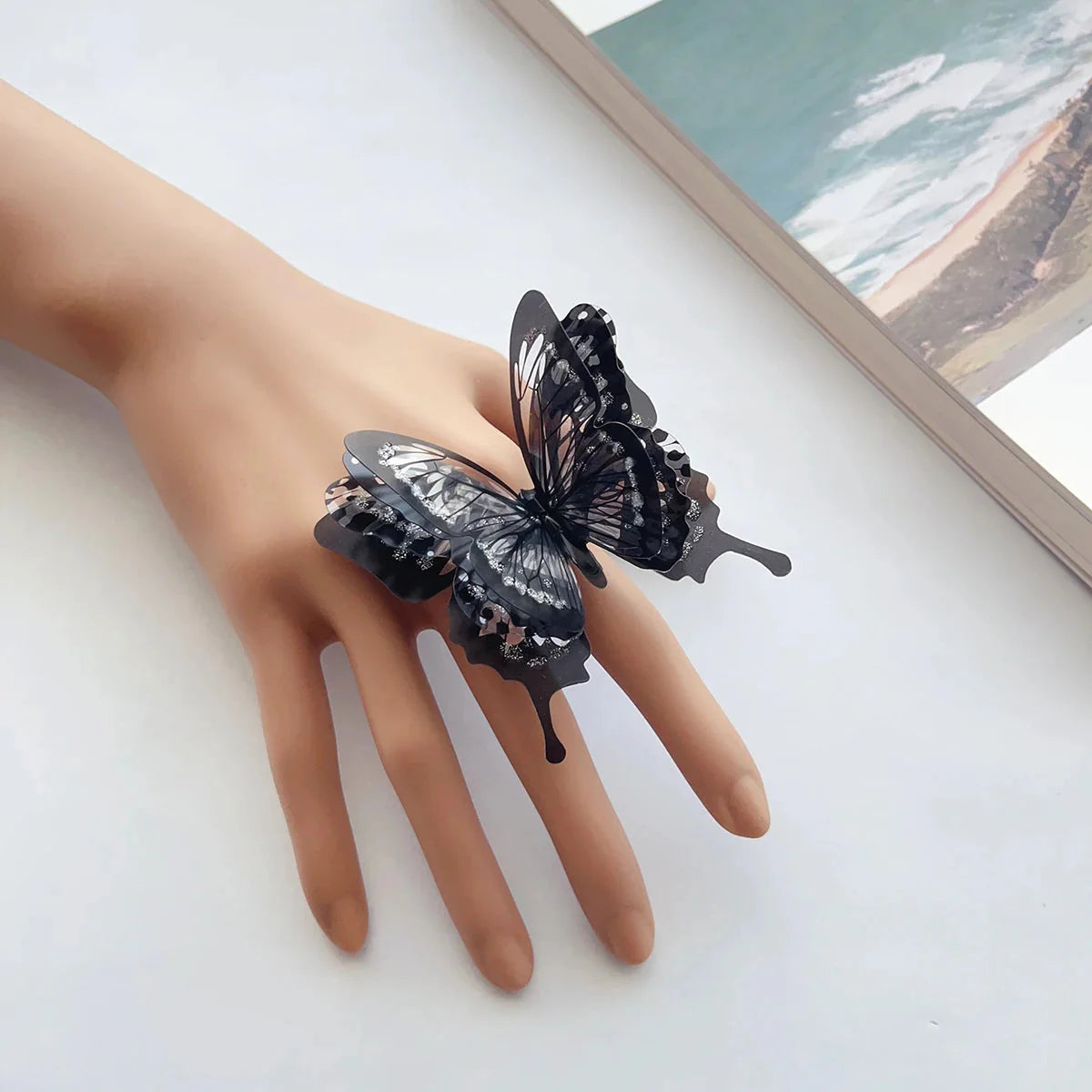 Black Butterfly Ring Butterfly Jewelry