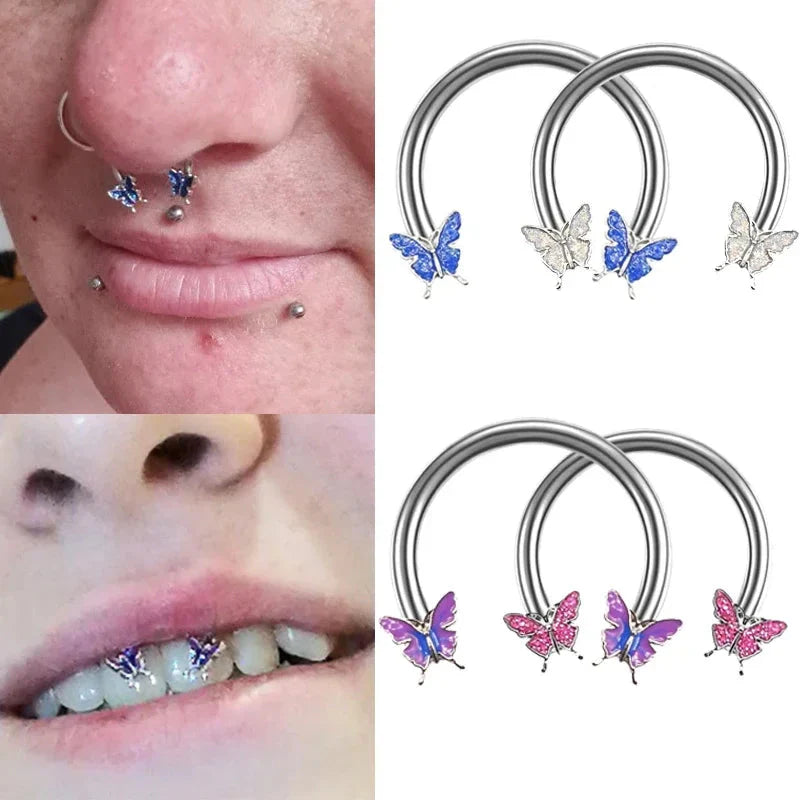 Circular Hoop Ring Butterfly Jewelry