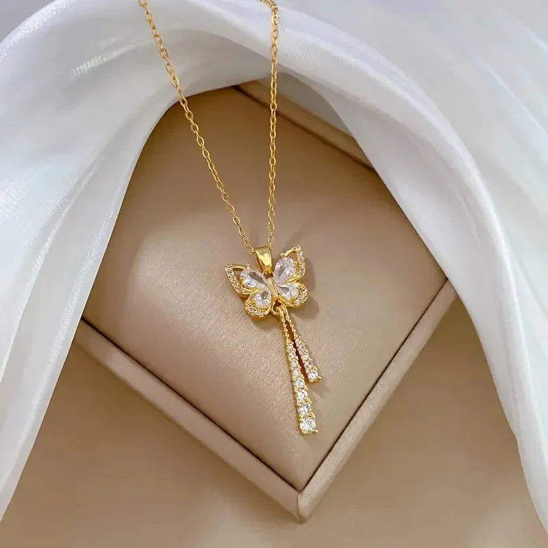 Zircon Tassel Necklace Butterfly Jewelry
