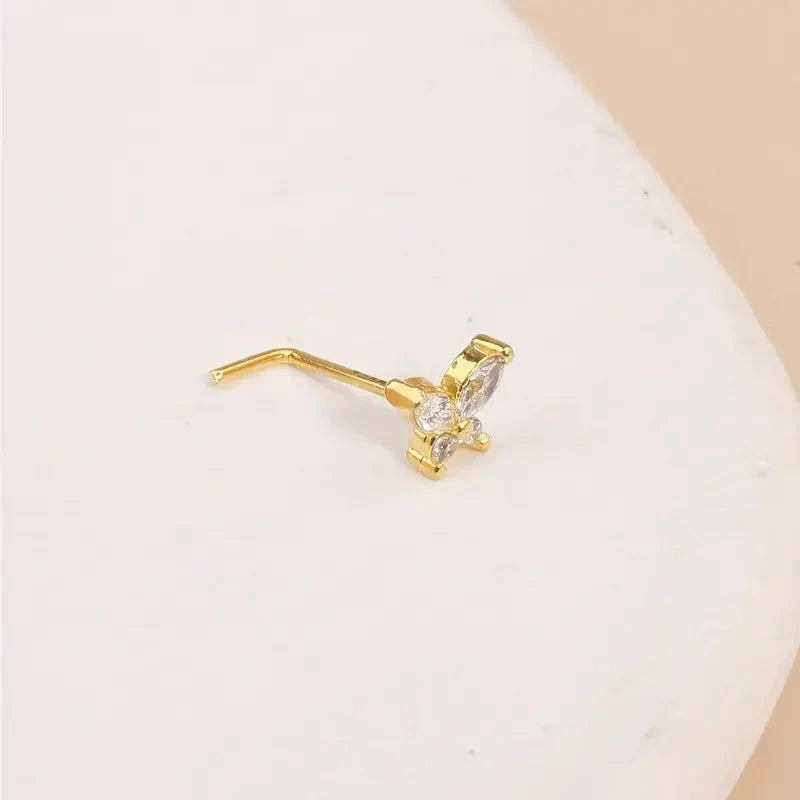Butterfly Zircon Nose Piercing Gold