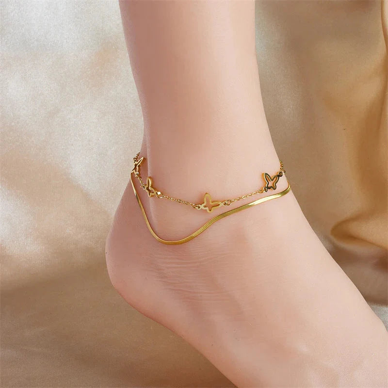 Double Butterfly Ankle Bracelet