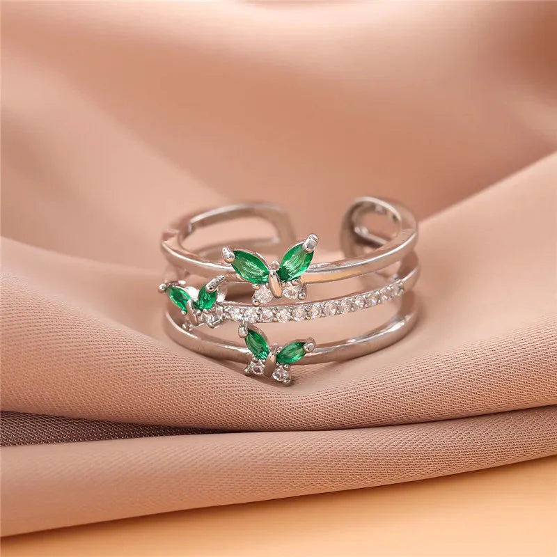 Emerald Butterfly Ring