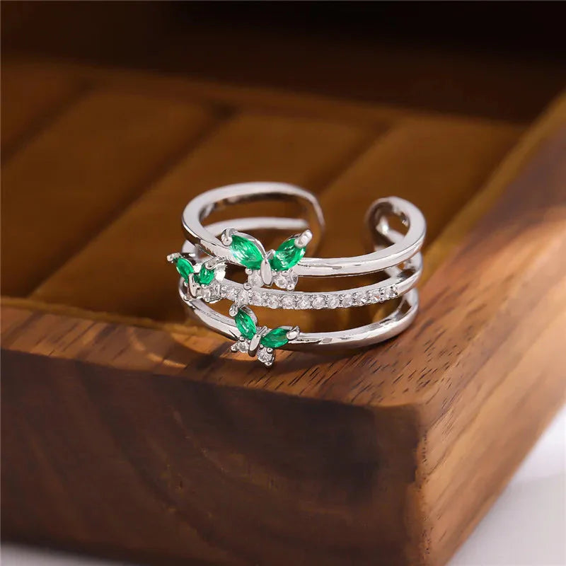 Emerald Butterfly Ring