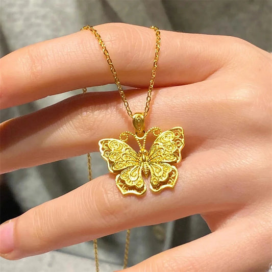 Gold Butterfly Necklace Pendant