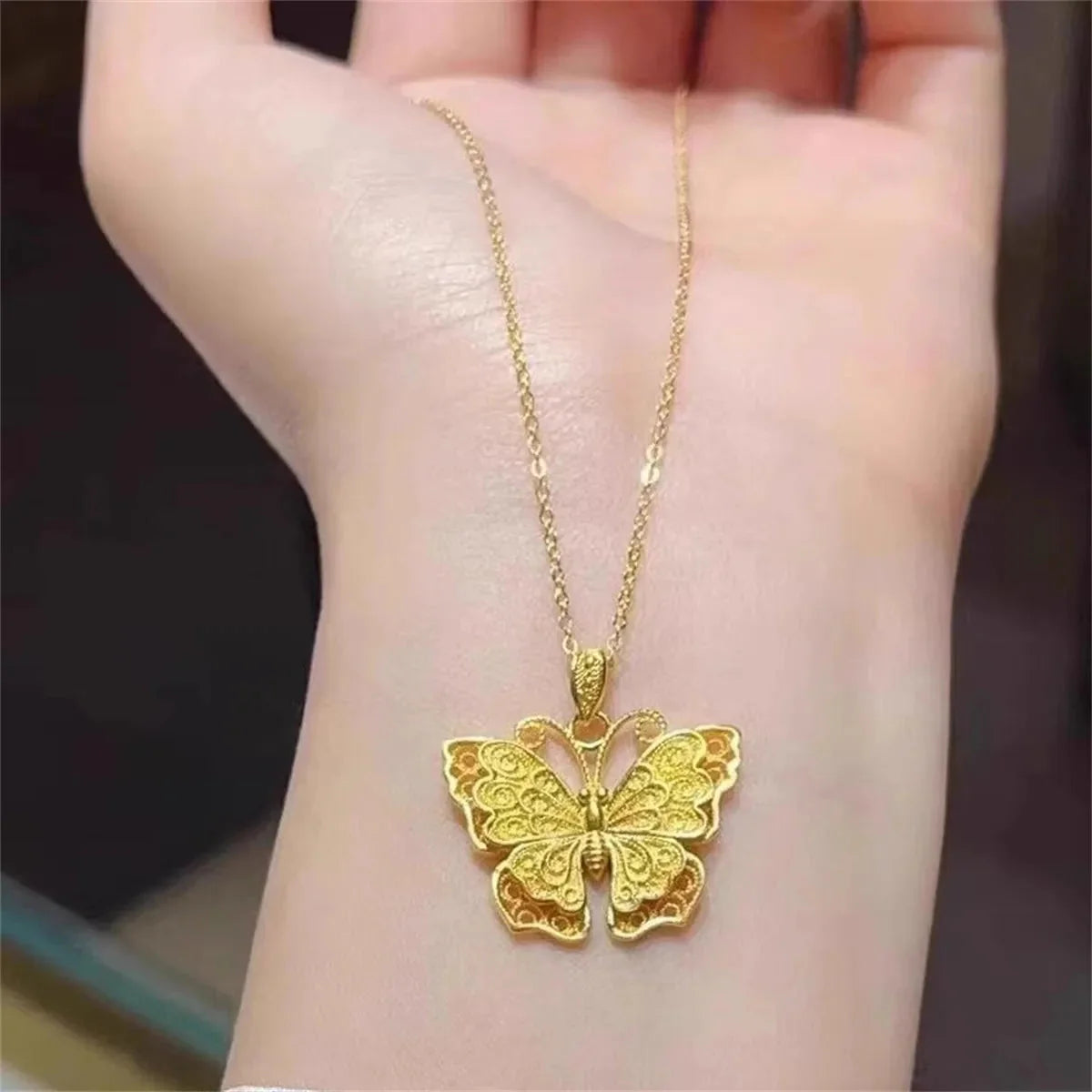 Gold Butterfly Necklace Pendant