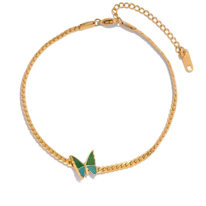 Green Butterfly Ankle Bracelet