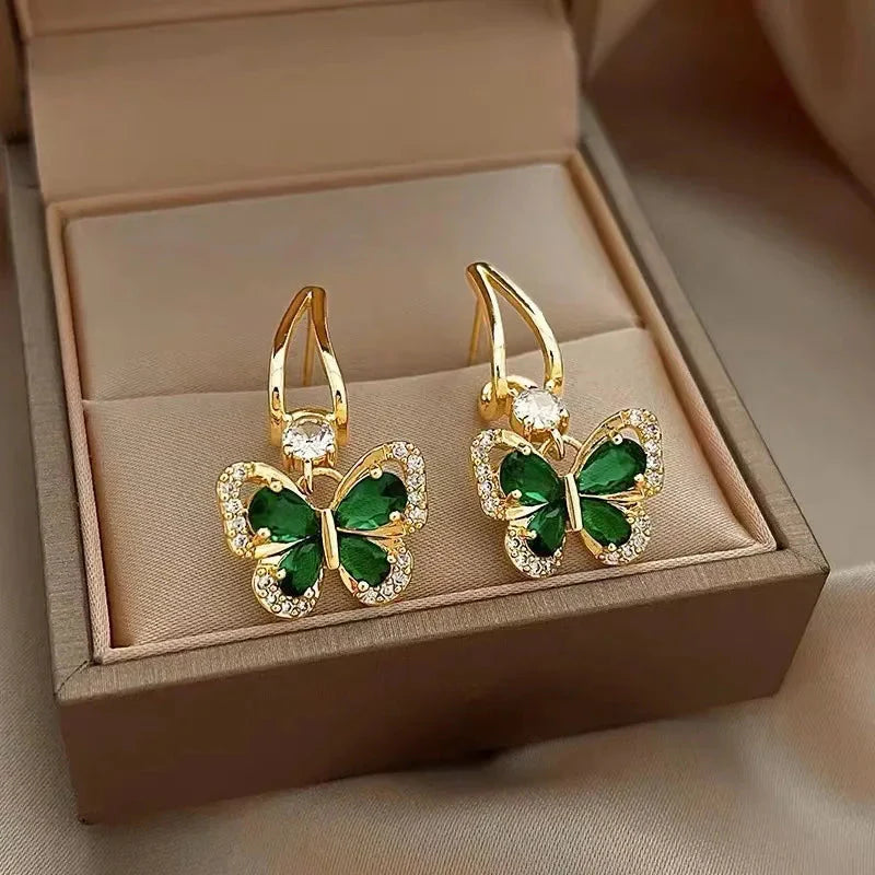 Green Butterfly Earrings