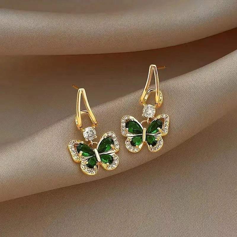 Green Butterfly Earrings