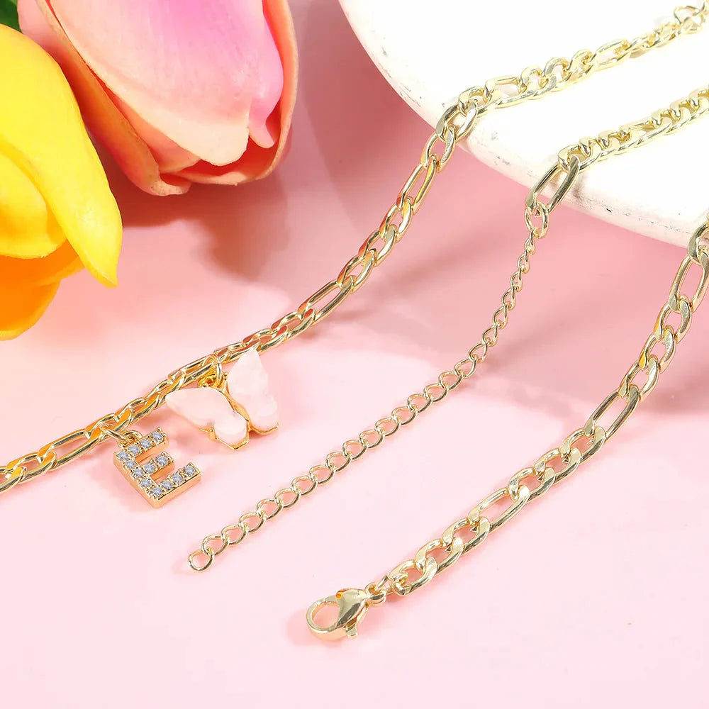 Initial Butterfly Ankle Bracelet