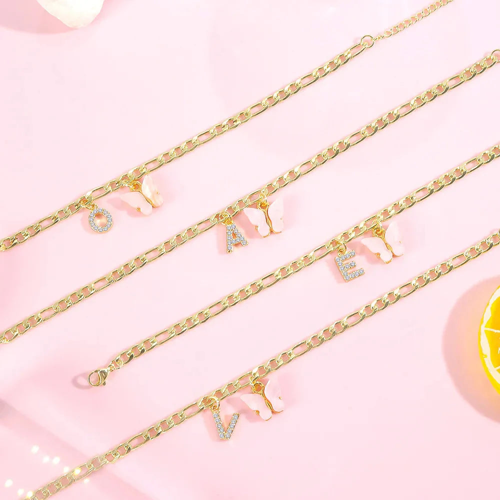 Initial Butterfly Ankle Bracelet