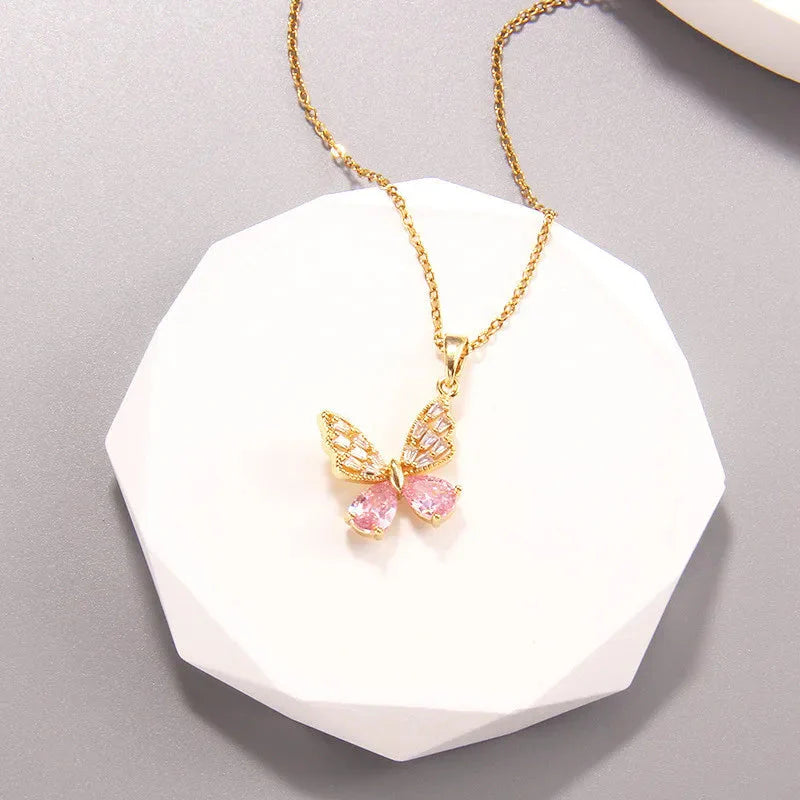 Lustra Butterfly Necklace Pink