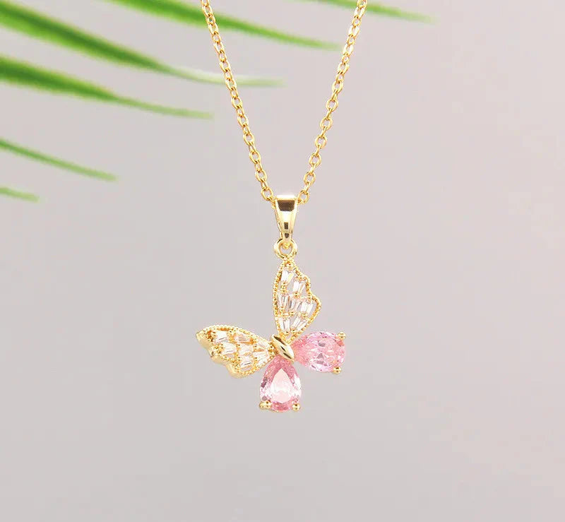 Lustra Butterfly Necklace Pink