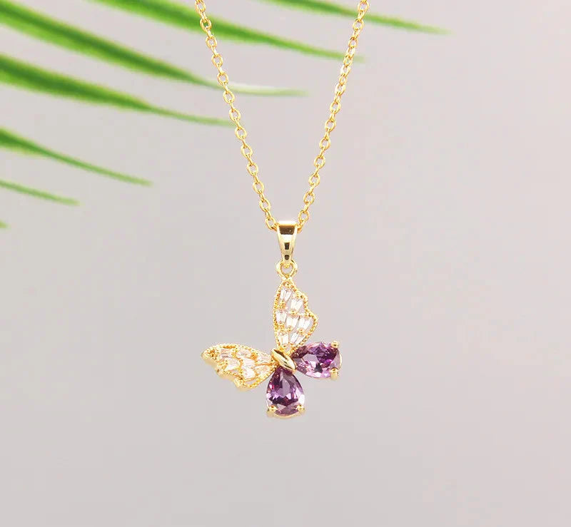 Lustra Butterfly Necklace Purple