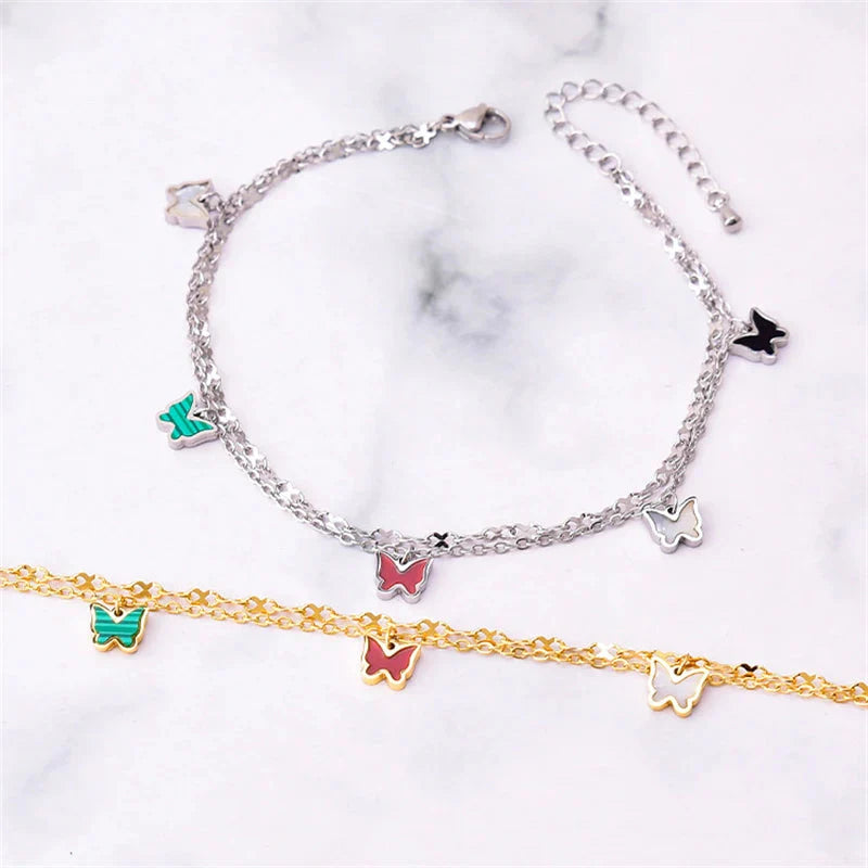 Multicolored Butterfly Anklet