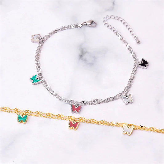 Multicolored Butterfly Anklet