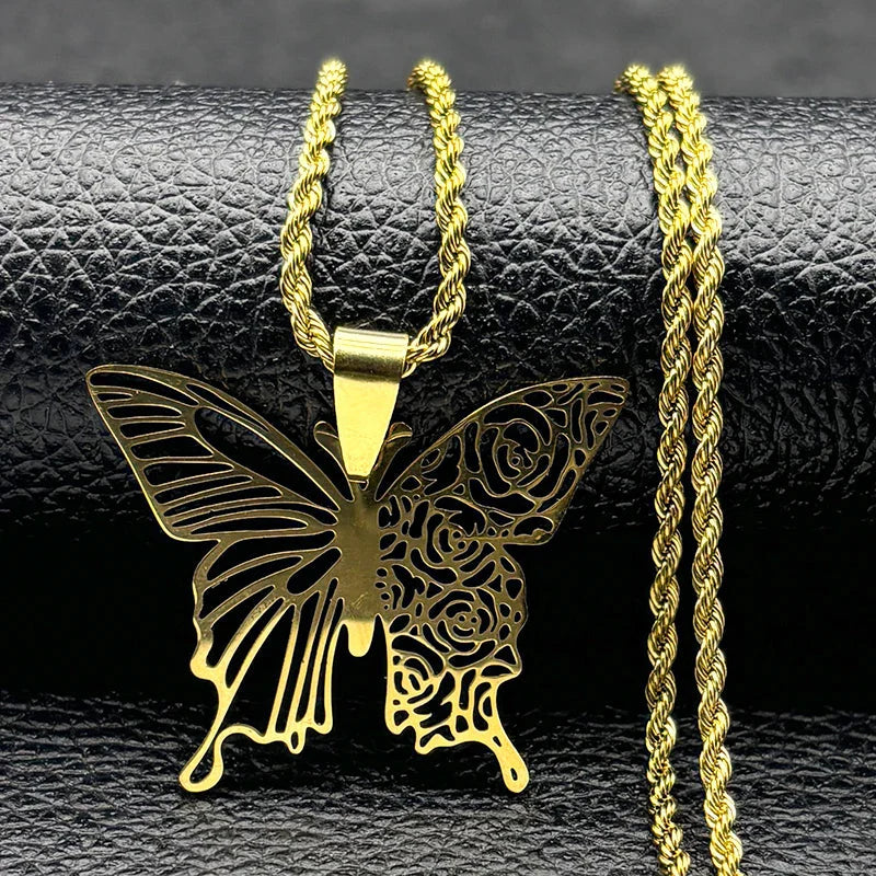 Noctura Butterfly Necklace Gold