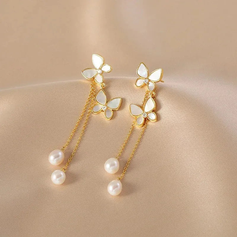 Pearl Whisper Butterfly Earrings