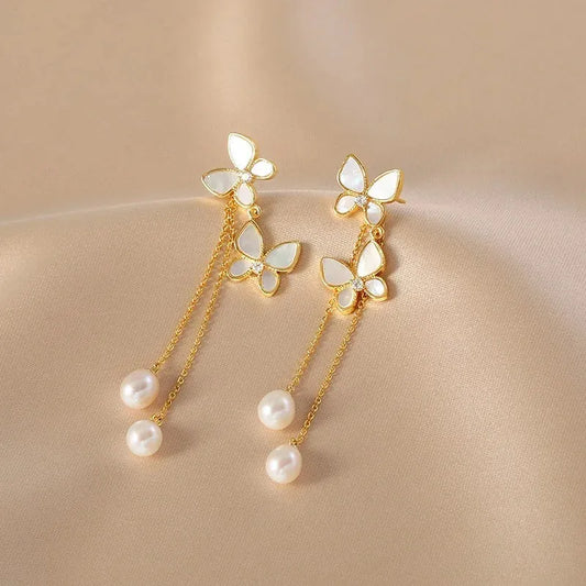 Pearl Whisper Butterfly Earrings