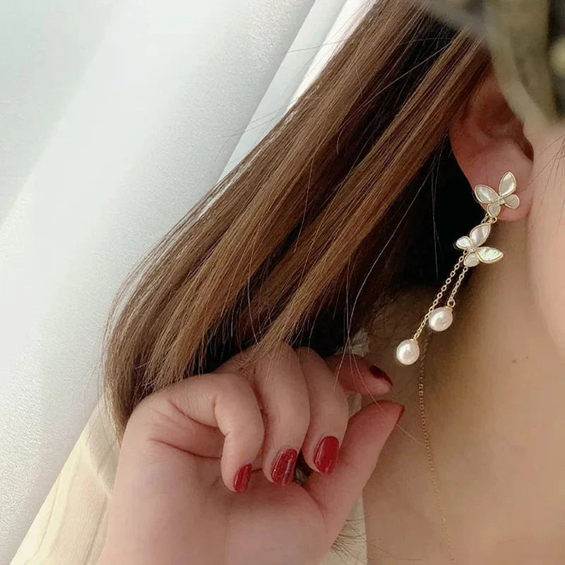 Pearl Whisper Butterfly Earrings