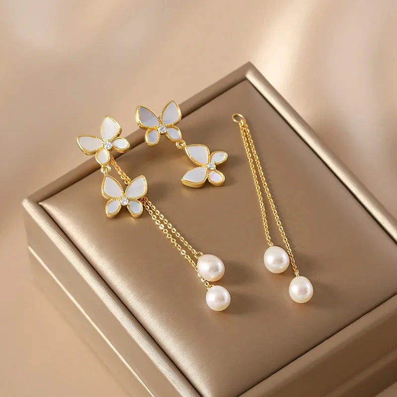 Pearl Whisper Butterfly Earrings