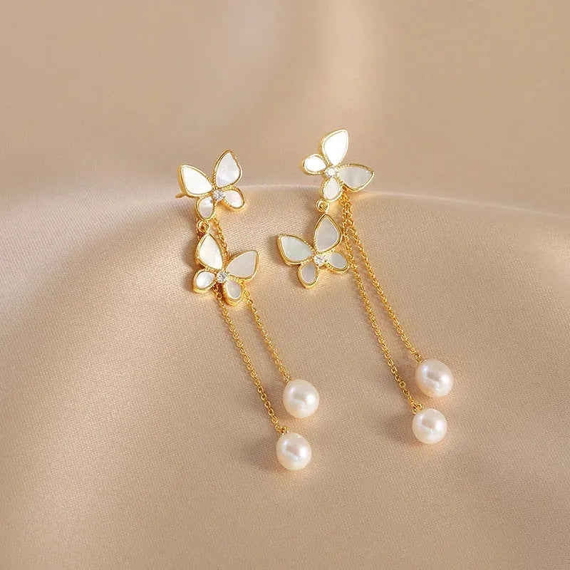 Pearl Whisper Butterfly Earrings