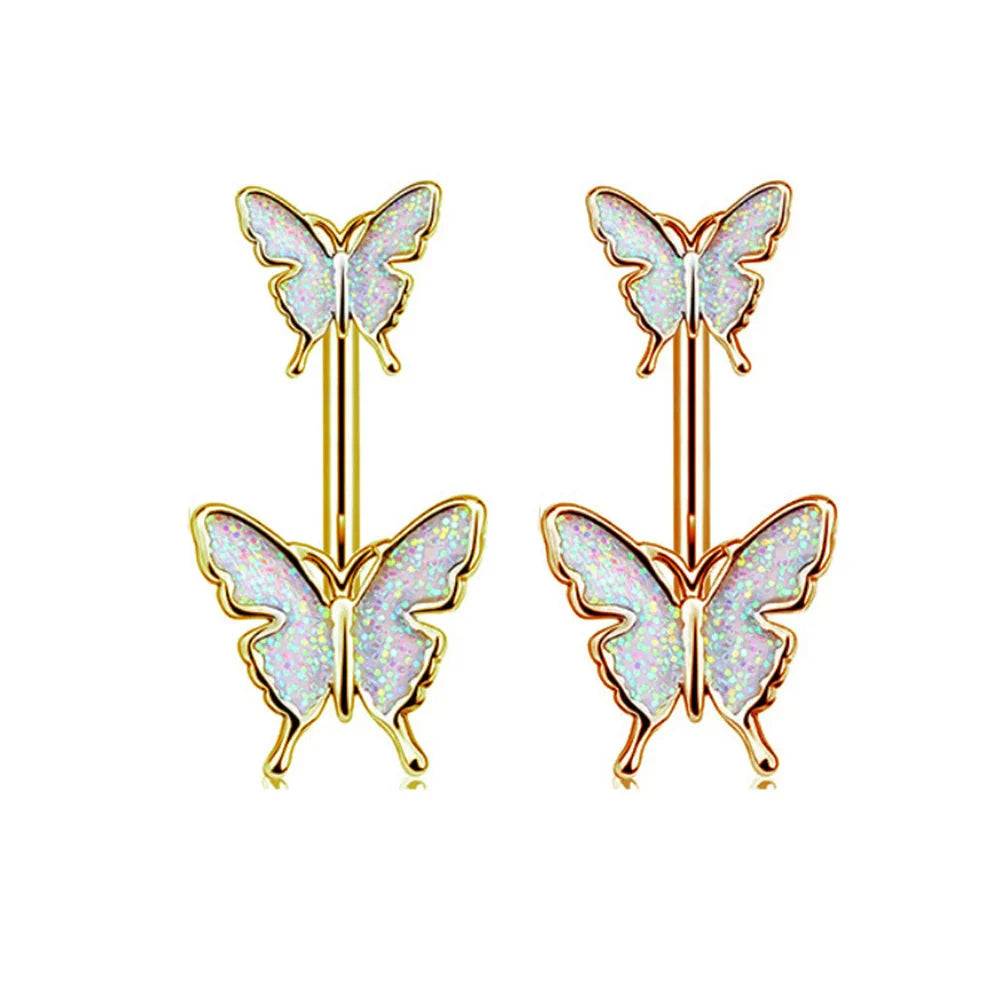 Shiny Belly Ring Butterfly Jewelry