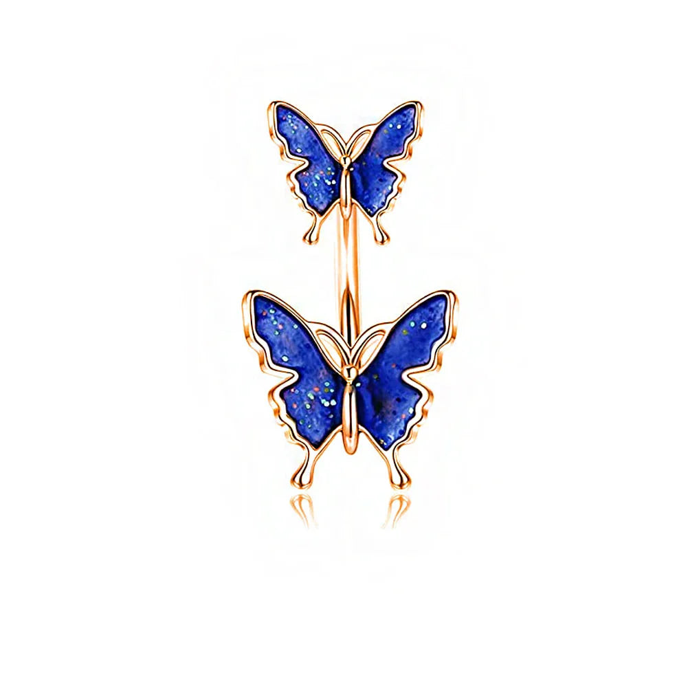 Shiny Belly Ring Butterfly Jewelry