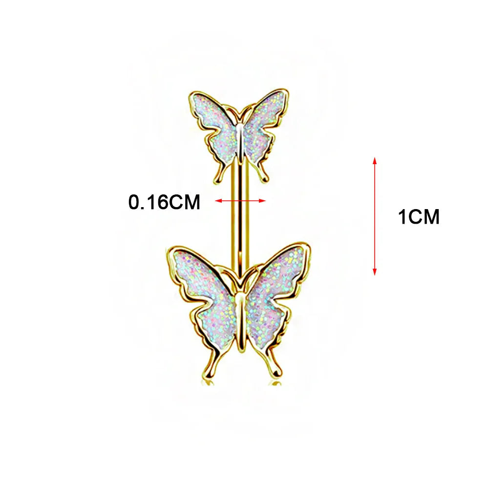 Shiny Belly Ring Butterfly Jewelry