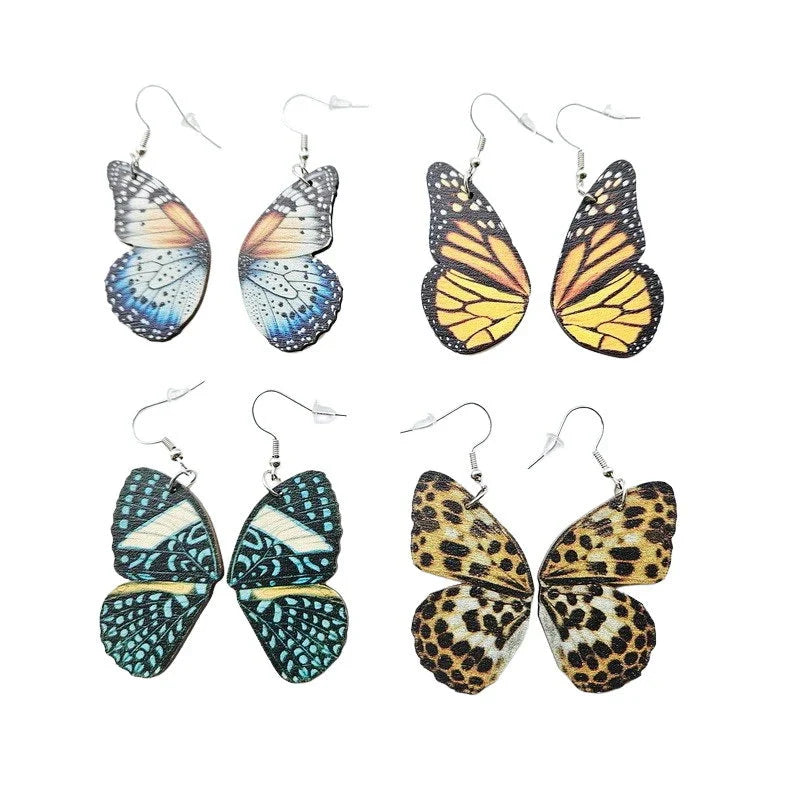 Boho Wings Wooden Earrings Butterfly Jewelry