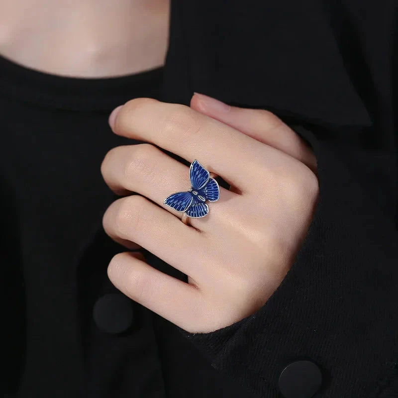 Silver Blue Butterfly Ring Butterfly Jewelry