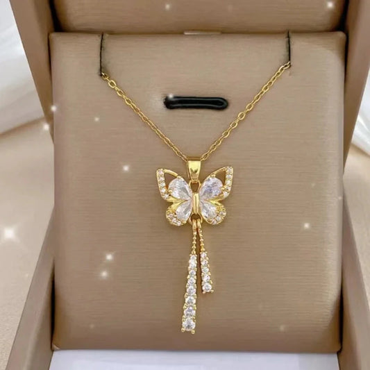 Zircon Tassel Necklace Butterfly Jewelry