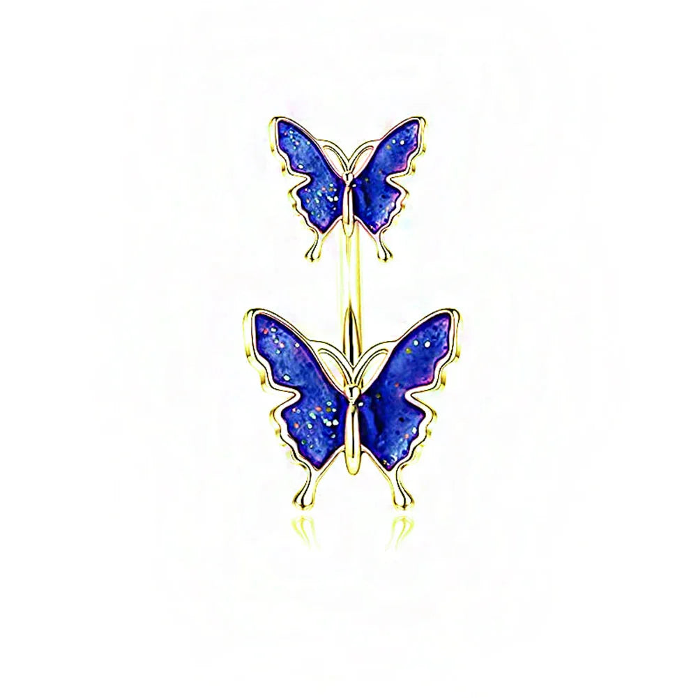 Shiny Belly Ring Butterfly Jewelry