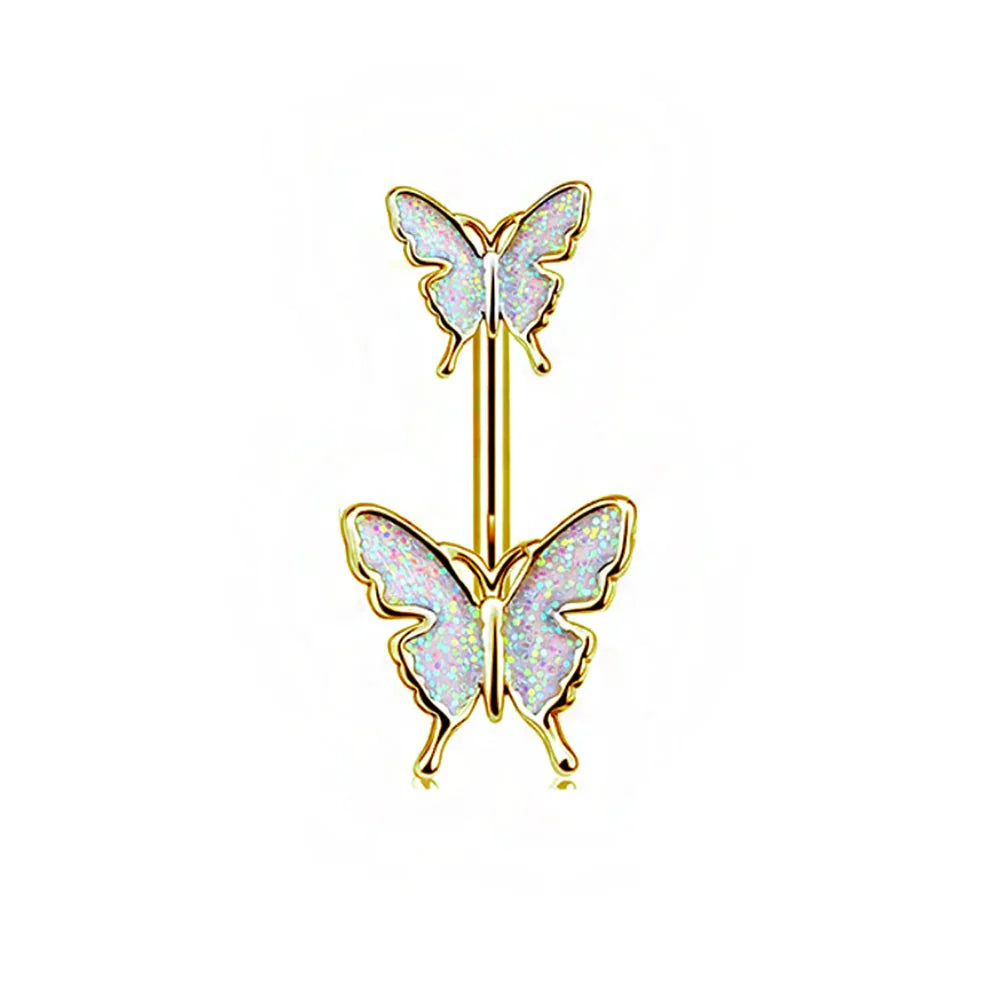 Shiny Belly Ring Butterfly Jewelry