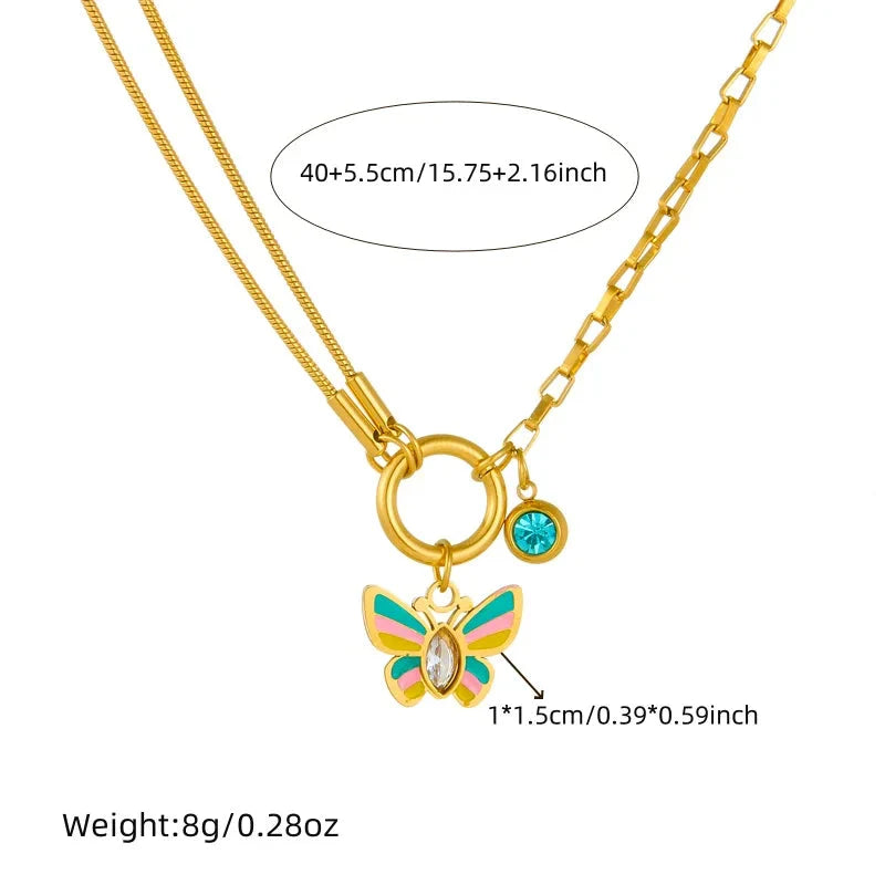 Colorful Zircon Pendant Butterfly Jewelry