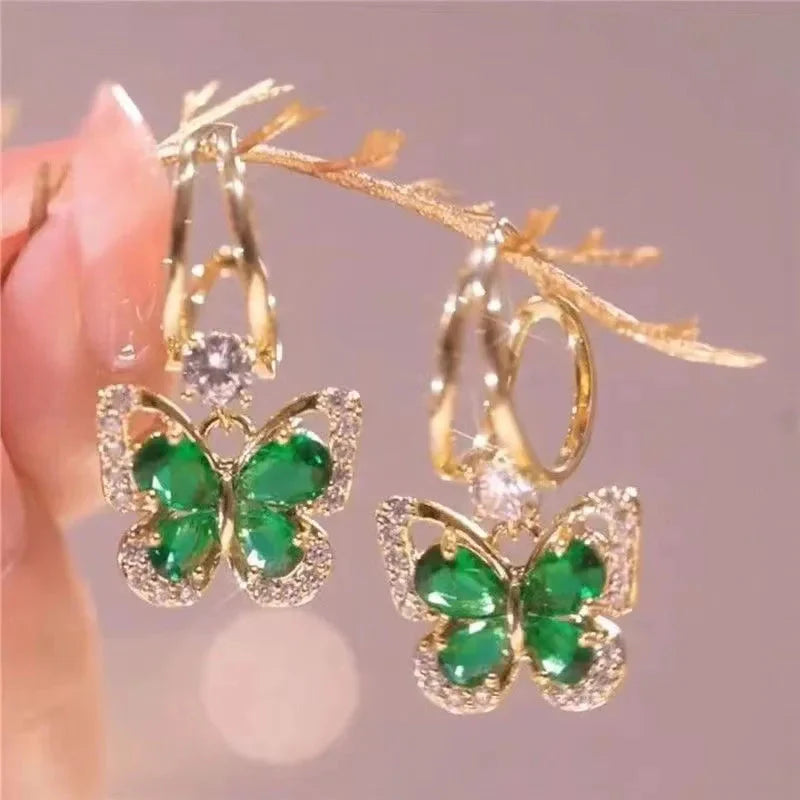 Green Butterfly Earrings Butterfly Jewelry