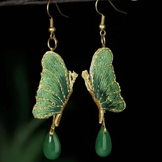 Embroidered Butterfly Earrings Butterfly Jewelry