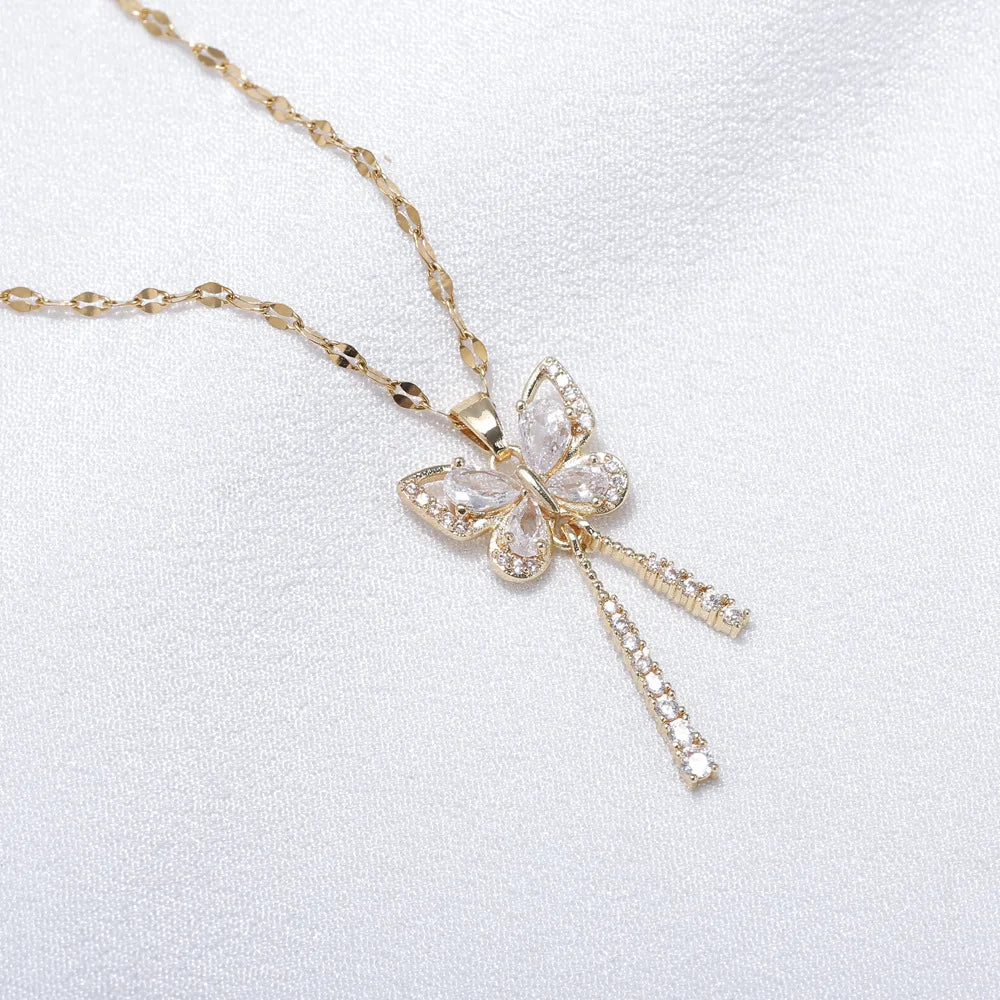 Zircon Tassel Necklace Butterfly Jewelry
