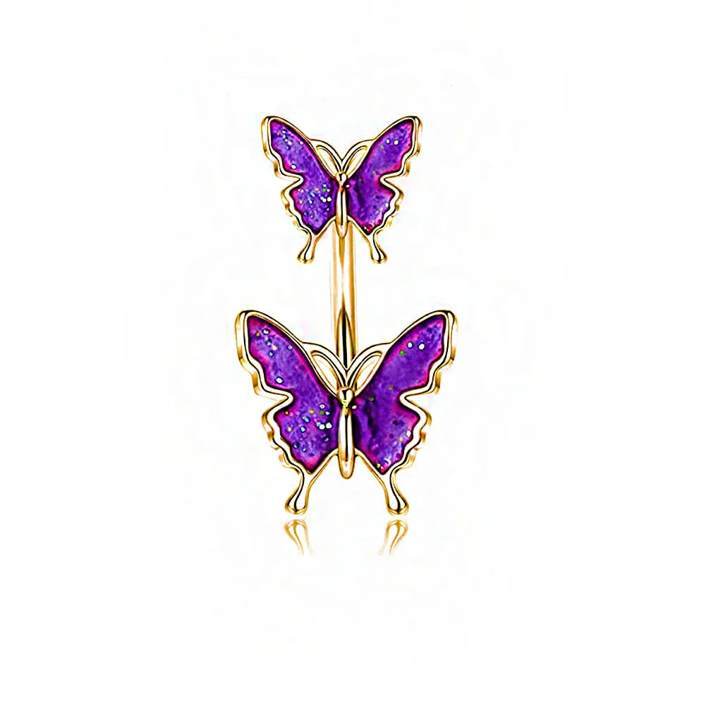Shiny Belly Ring Butterfly Jewelry