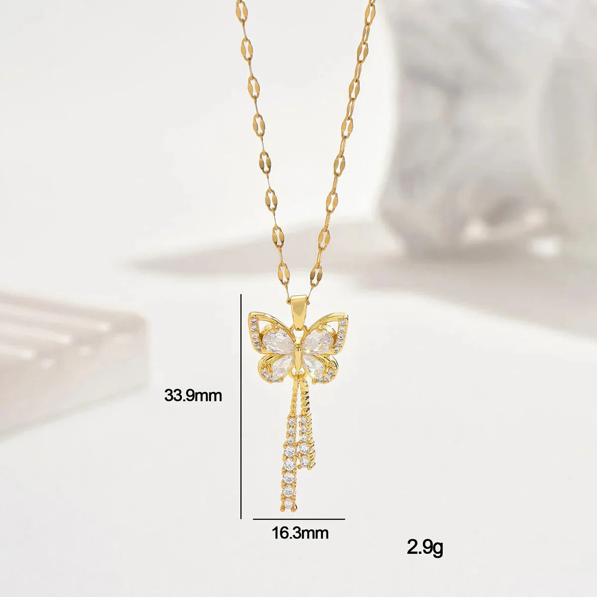 Zircon Tassel Necklace Butterfly Jewelry