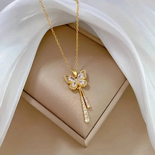 Zircon Tassel Necklace Butterfly Jewelry