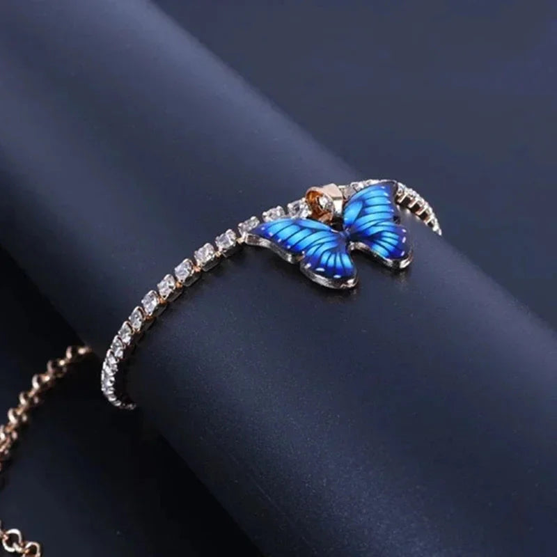 Zircon Chain Butterfly Ankle Bracelet