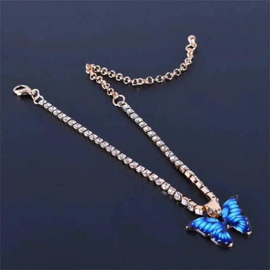 Zircon Chain Butterfly Ankle Bracelet